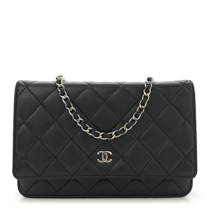 Chanel Lambskin Quilted Wallet On Chain WOC Black 1 of 14