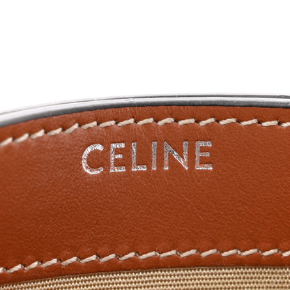 Celine Triomphe Canvas Calfskin Card Holder White Tan 6 of 6