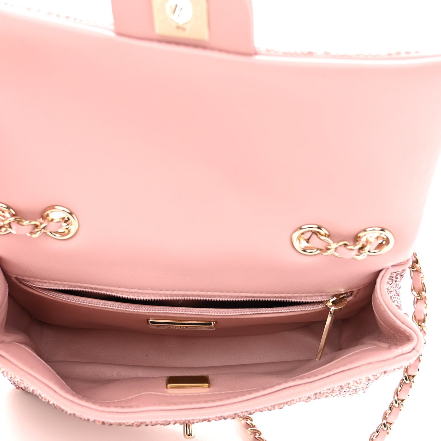 Lambskin Crystal Diamante Small Flap Light Pink