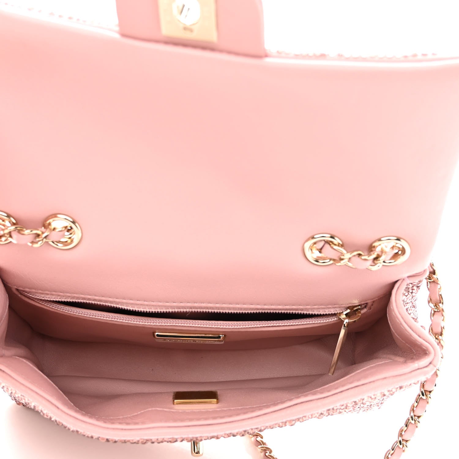 Chanel Lambskin Crystal Diamante Small Flap Light Pink 5 of 10