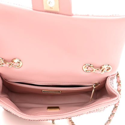 Chanel Lambskin Crystal Diamante Small Flap Light Pink 5 of 10