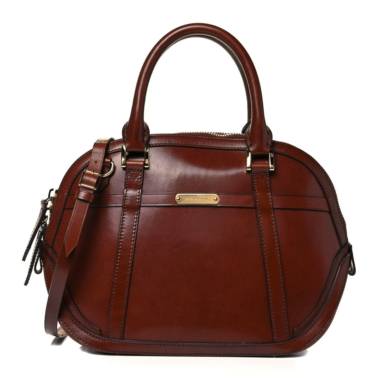 Bridle Calfskin Small Orchard Bowling Bag Dark Tan