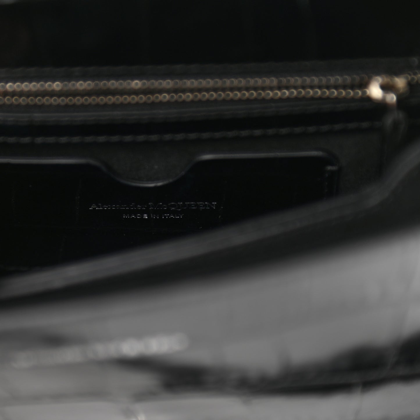 Crocodile Embossed Calfskin Knuckle Crossbody Black