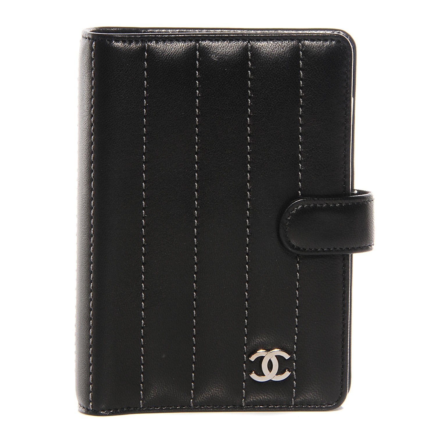 Chanel Lambskin Vertical Quilt Mademoiselle Small Ring Agenda Planner Black 1 of 8