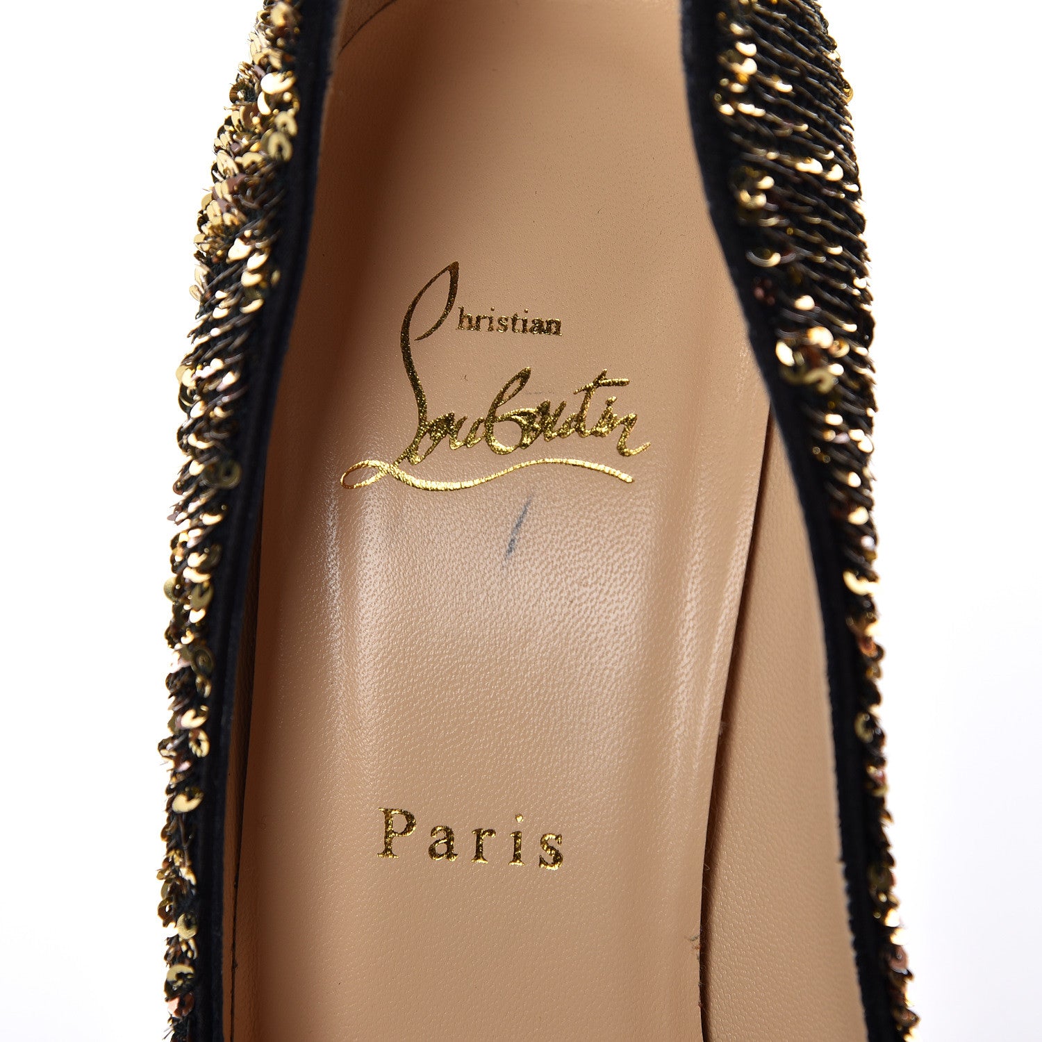 Christian Louboutin Paillette Sequin Bianca 140 Pumps 39 Gold 8 of 9