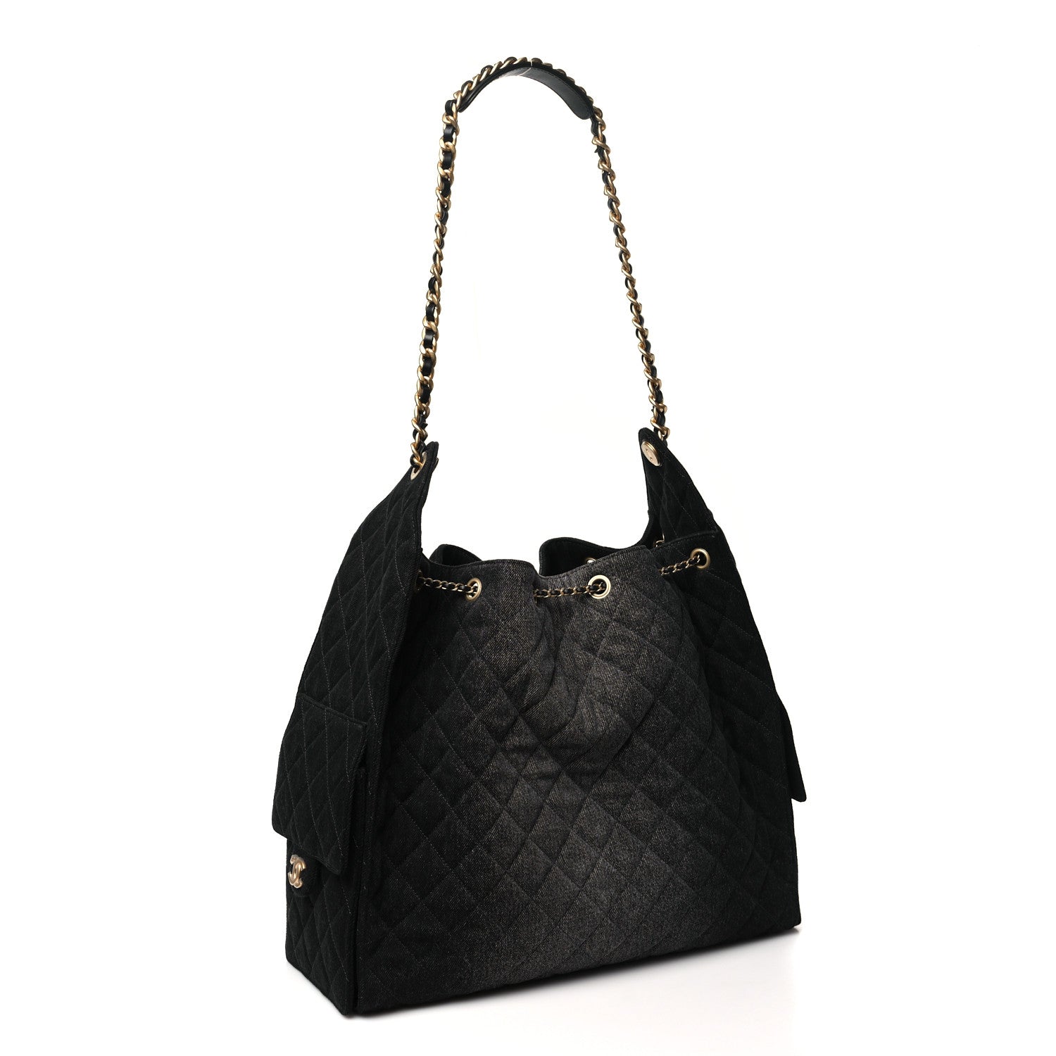 Chanel Washed Denim Quilted Medium Chanel 25 Handbag Black 4 of 11