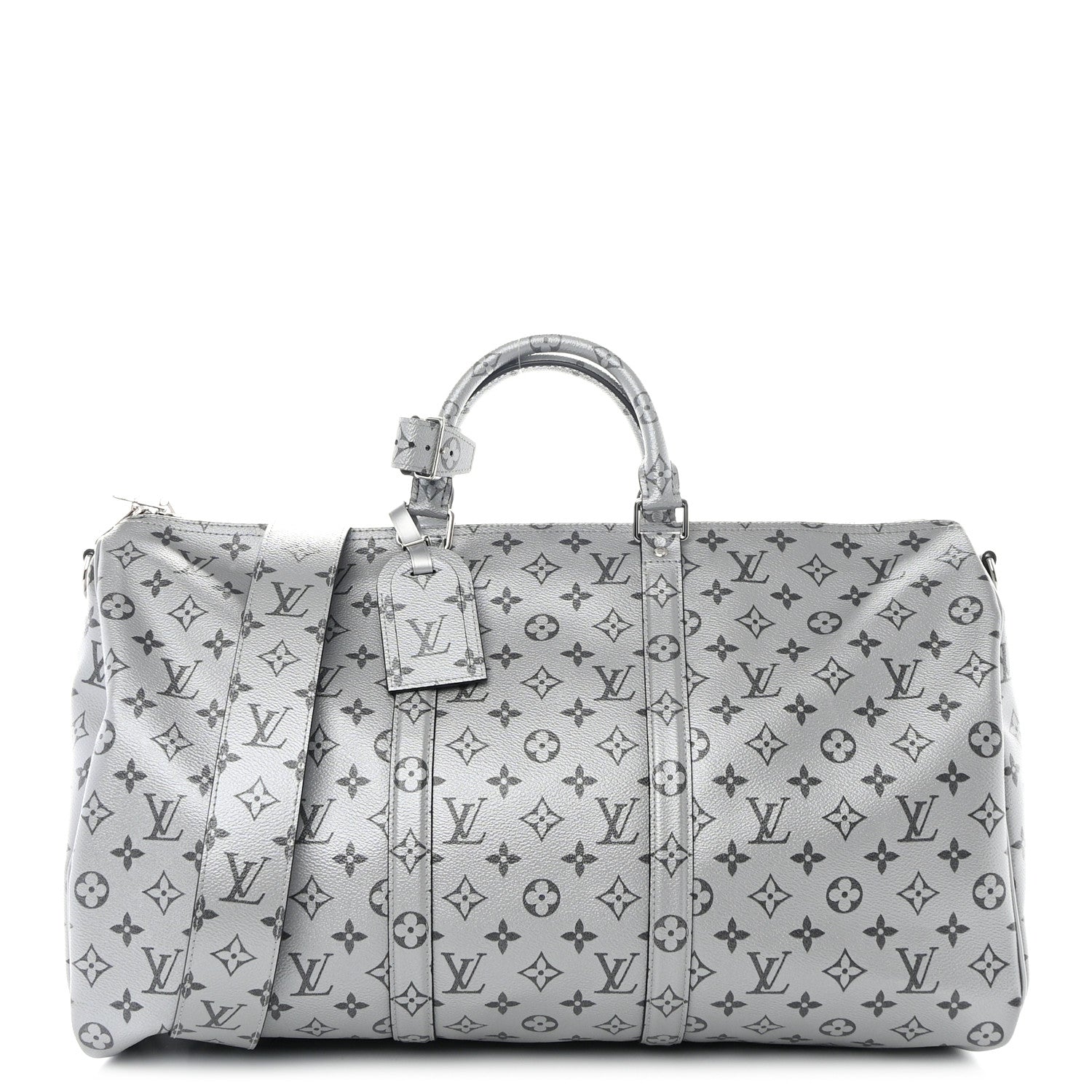 Louis Vuitton Metallic Monogram Keepall Bandouliere 50 Silver 1 of 10