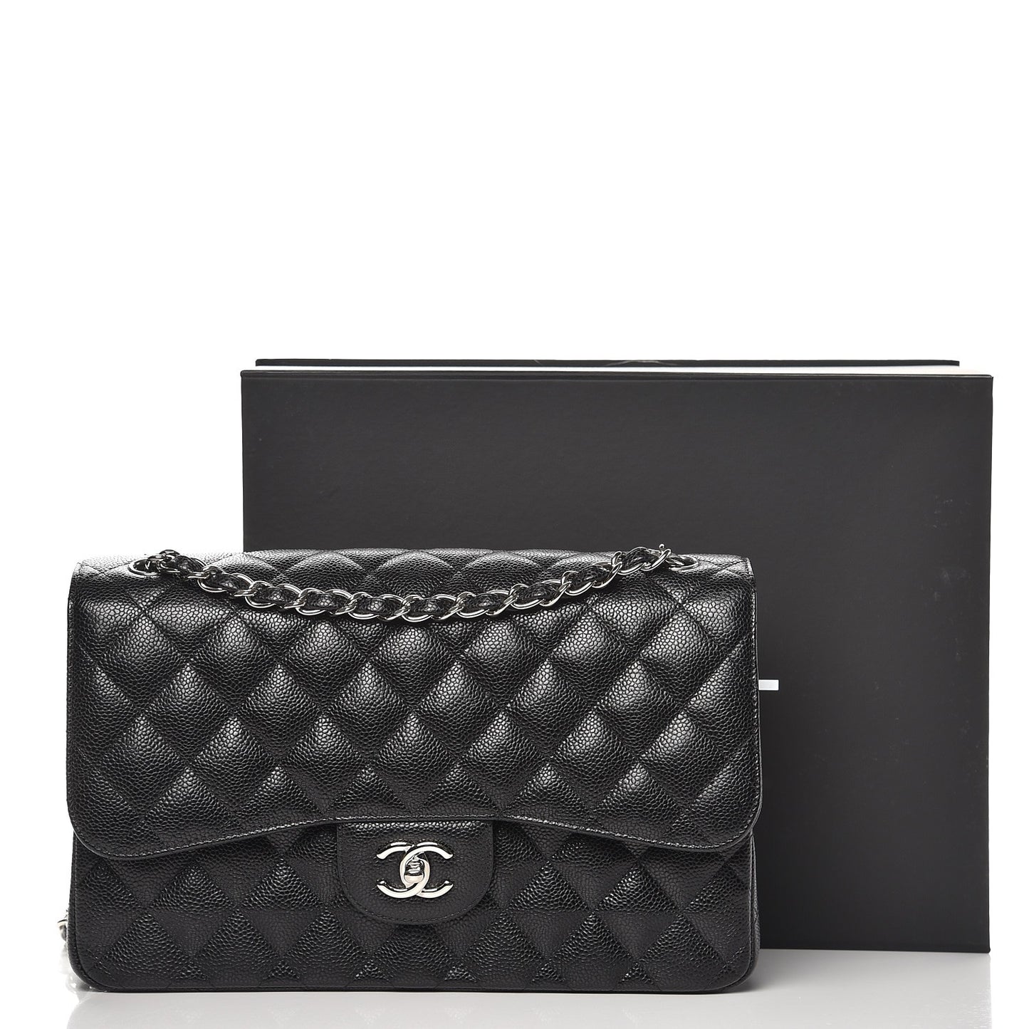 Caviar Quilted Jumbo Double Flap Black
