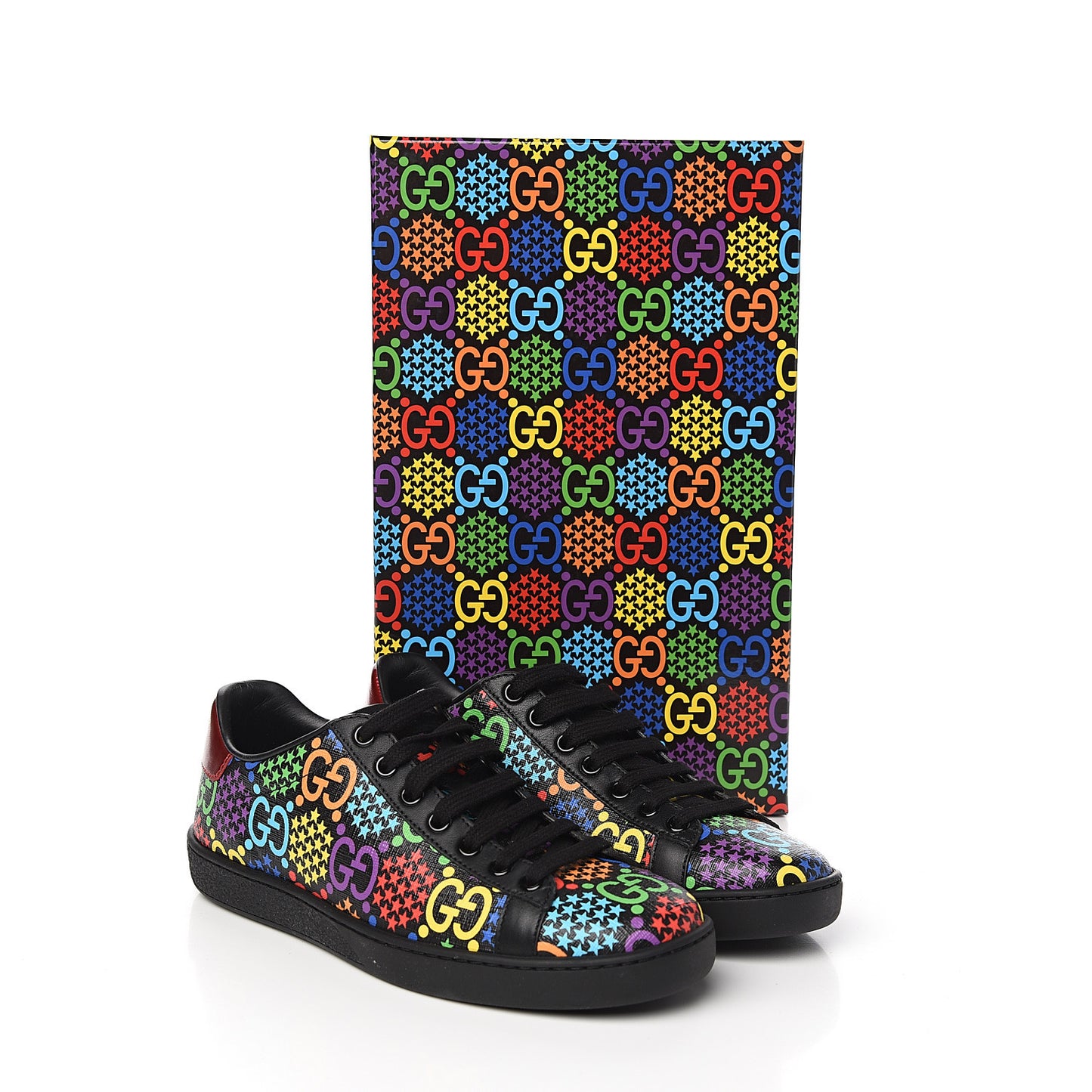 GG Supreme Monogram Psychedelic Womens Ace Sneakers 35.5 Black Multicolor