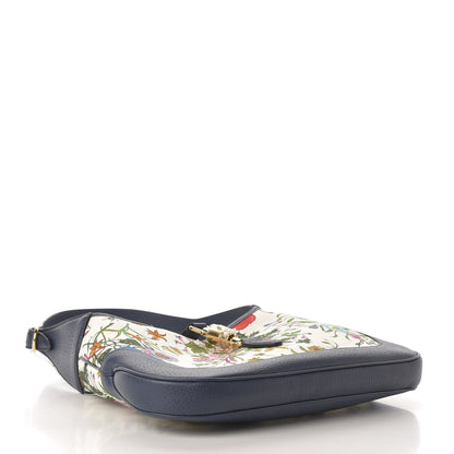 Gucci Canvas Flora Medium Jackie Hobo Blue Agata 4 of 11