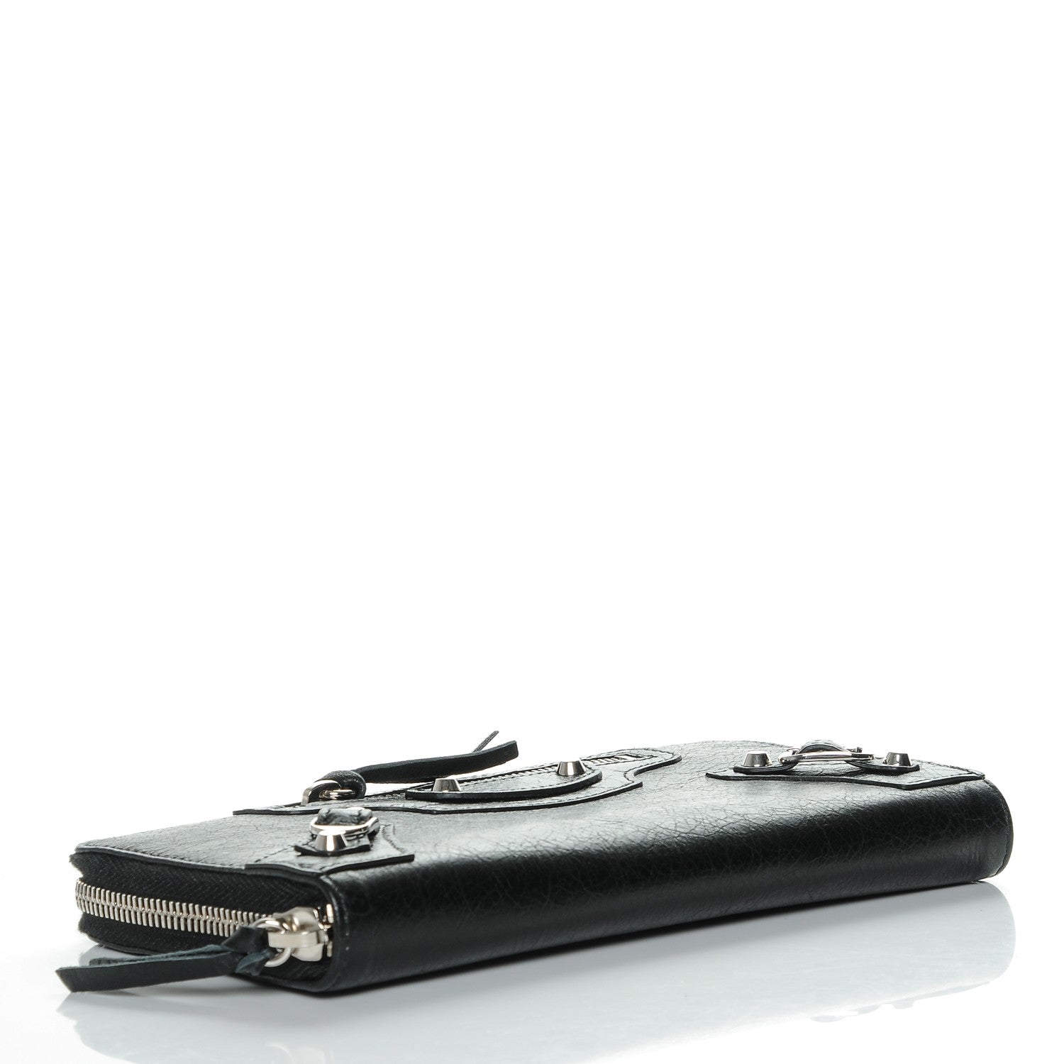 Balenciaga Agneau Classic Silver Hardware Continental Zip Around Wallet Black 4 of 6