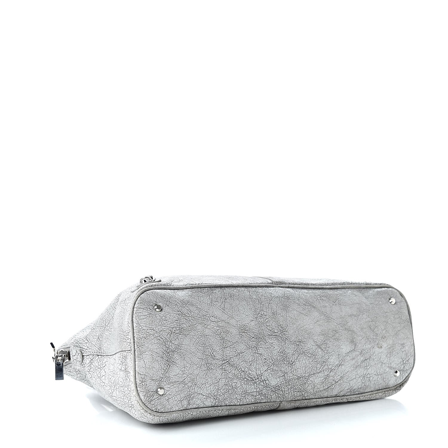 Balenciaga Agneau Classic Silver Hardware Papier Large Bowling Bag Grey 4 of 20