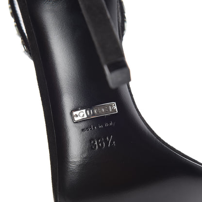 Gucci Kid Scamosciato Crystallo Mallory Slingback Sandal 36.5 Black 7 of 10