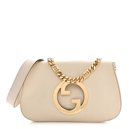 Gucci Roxy Calfskin Blondie Chain Shoulder Flap Bag Mystic White 1 of 13