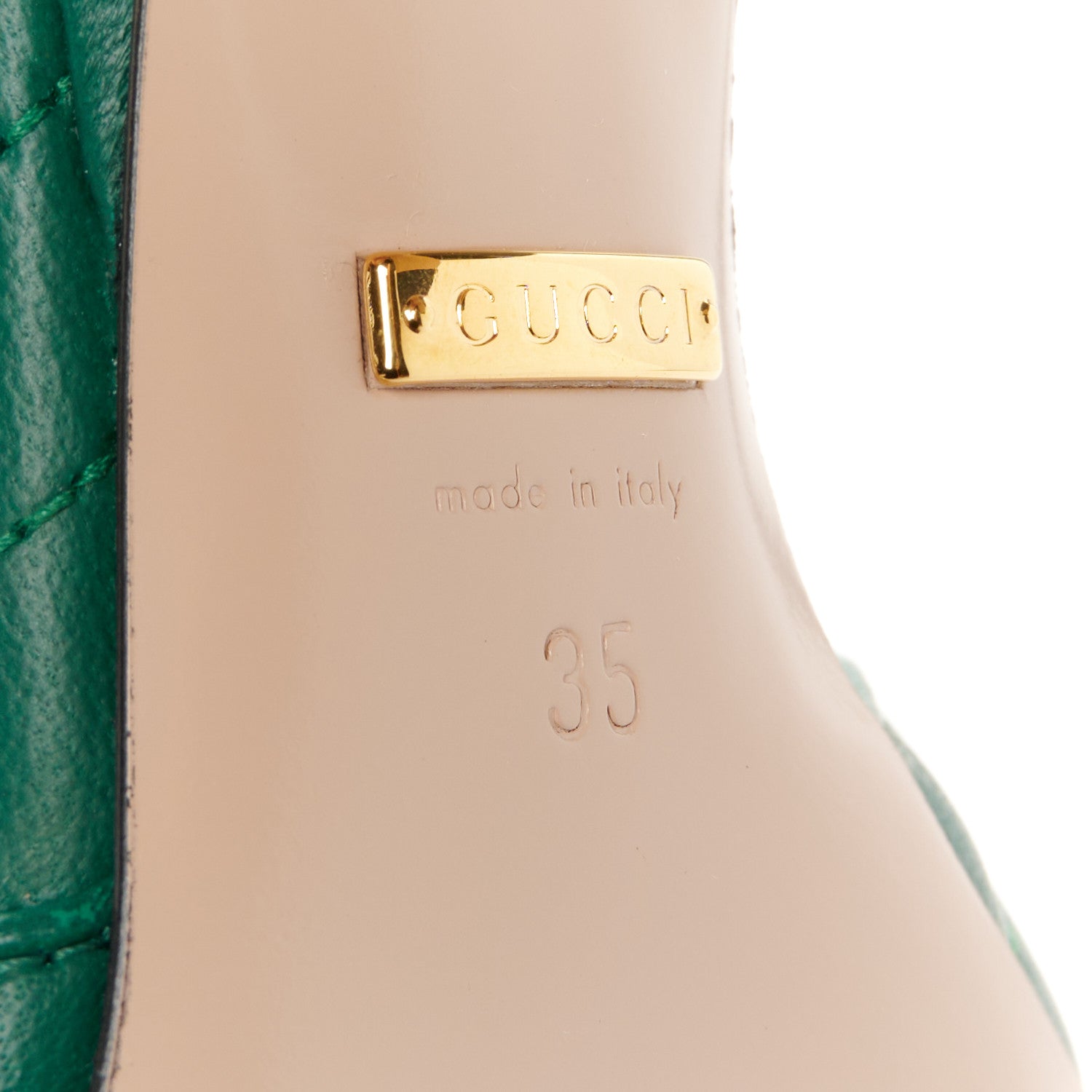 Gucci Nappa Matelasse GG Marmont 75mm Slide Sandals 35 Emerald 16 of 22