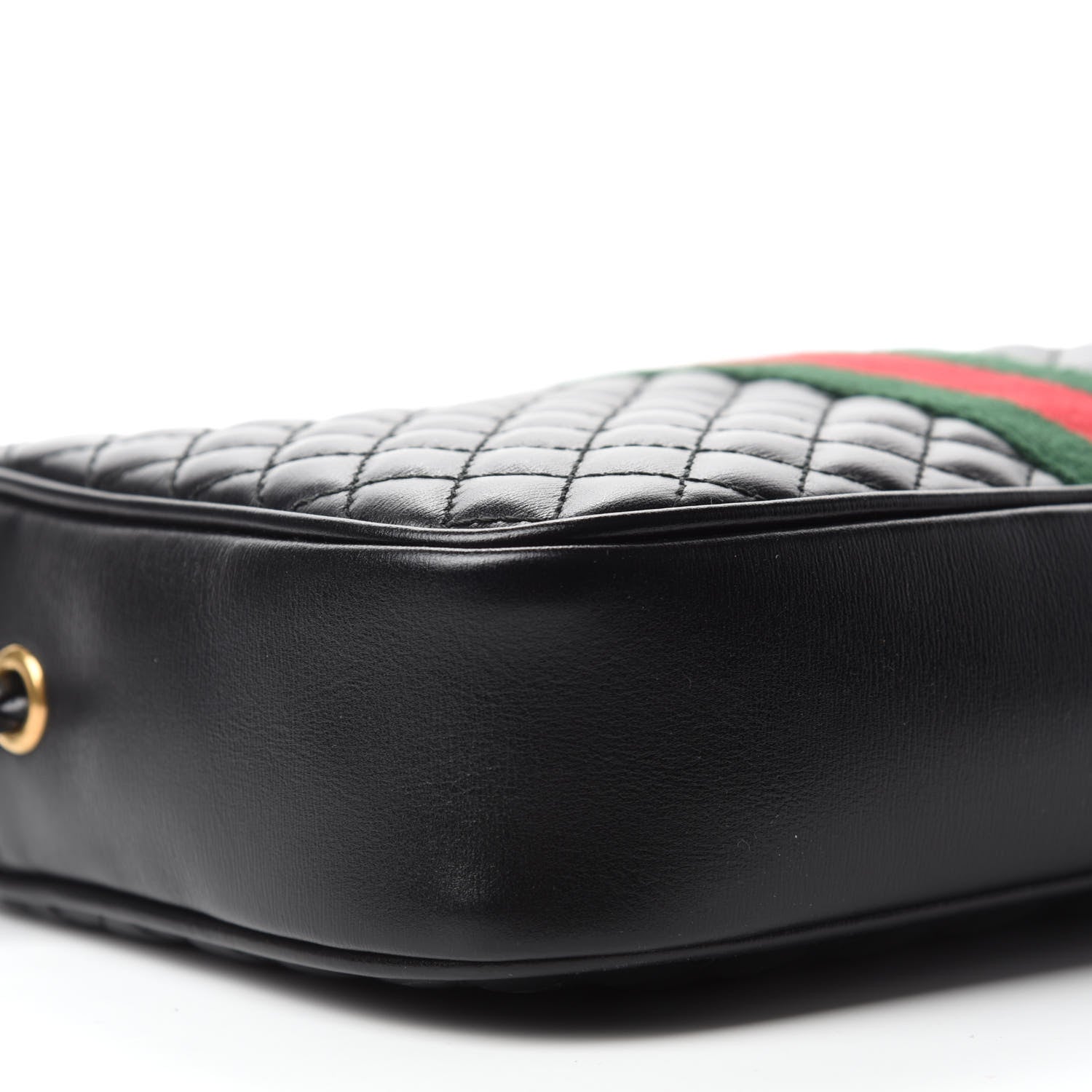 Gucci Calfskin Web Trapuntata Small GG Shoulder Bag Black 6 of 10