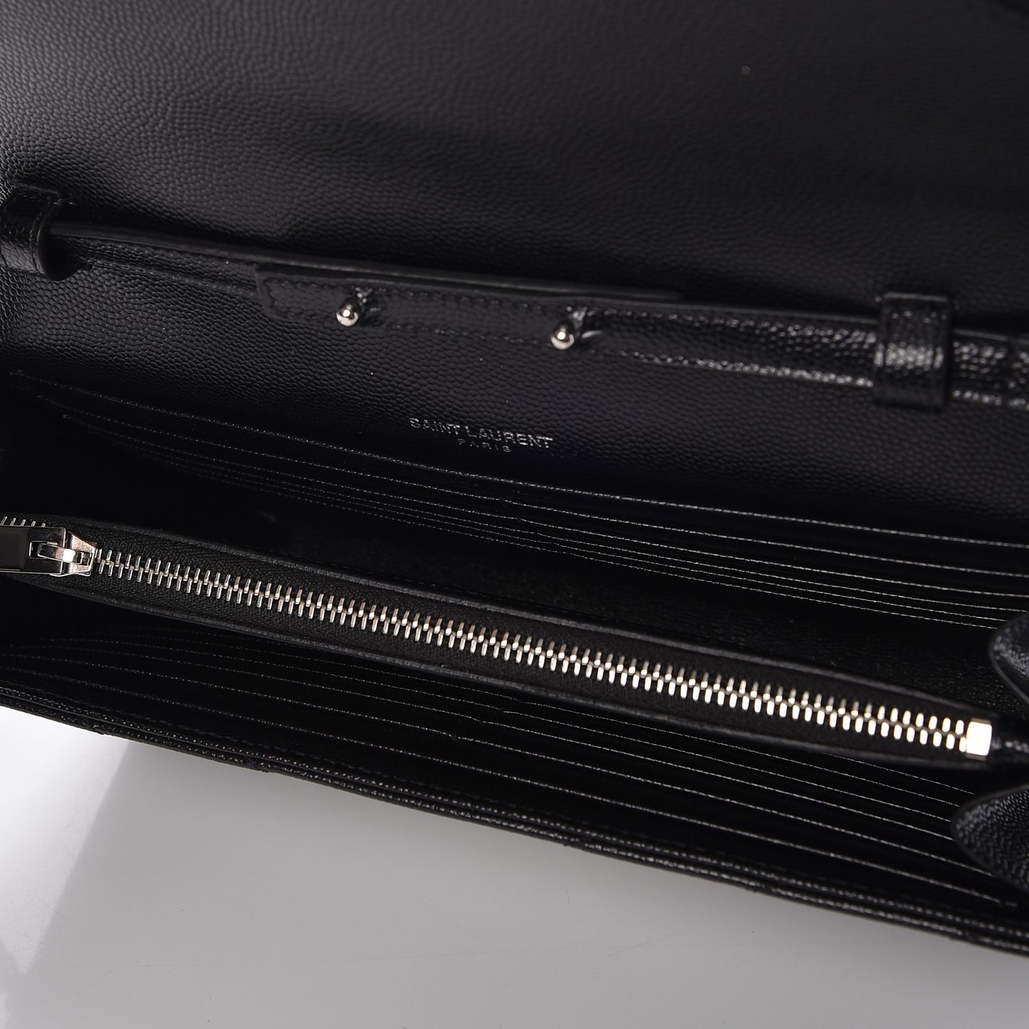 Grain De Poudre Matelasse Chevron Monogram Chain Wallet Black