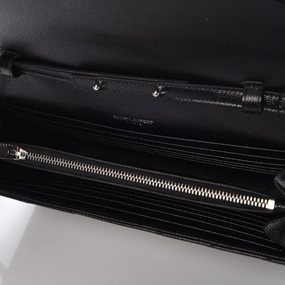 Saint Laurent Grain De Poudre Matelasse Chevron Monogram Chain Wallet Black 5 of 7