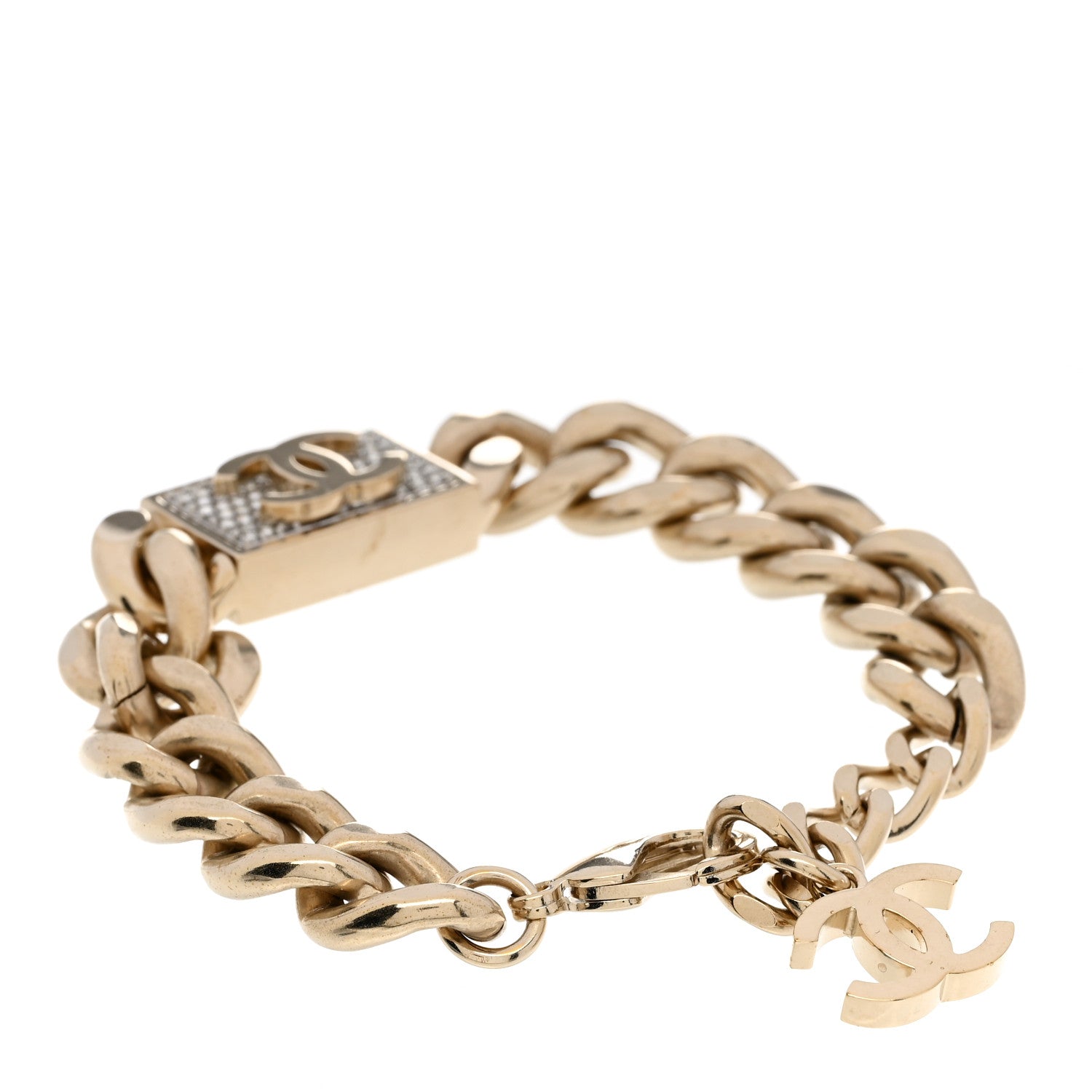Chanel Crystal Chain CC Bracelet Gold 3 of 5