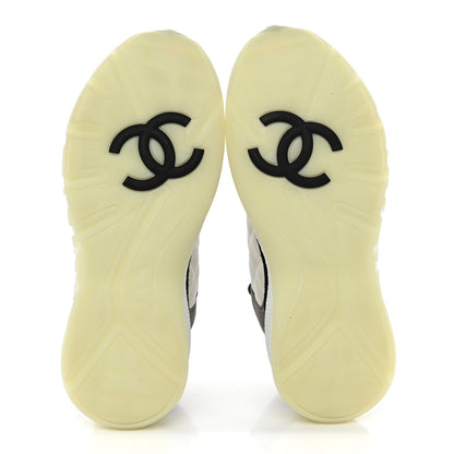 Chanel Nylon Suede Calfskin Womens Sneakers 38 White Grey 6 of 10