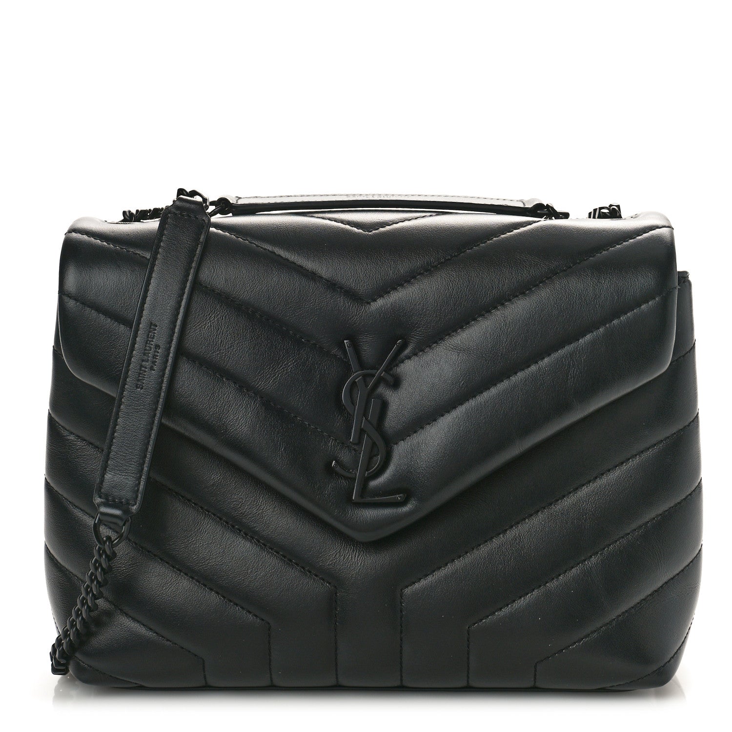 Saint Laurent Calfskin Y Quilted Monogram Monochrome Small Loulou Chain Satchel Black 1 of 8