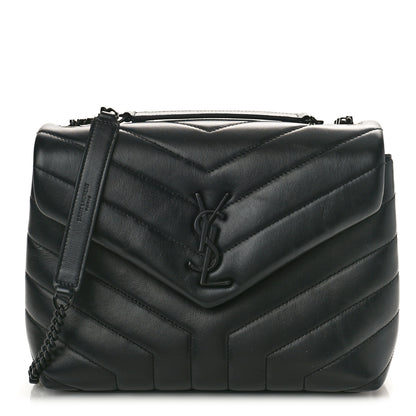 Saint Laurent Calfskin Y Quilted Monogram Monochrome Small Loulou Chain Satchel Black 1 of 8