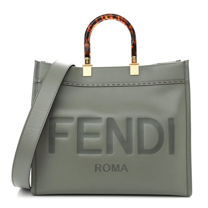 Fendi Vitello King Plexiglass Logo Embossed Medium Fendi Sunshine Shopper Tote Moon 1 of 15