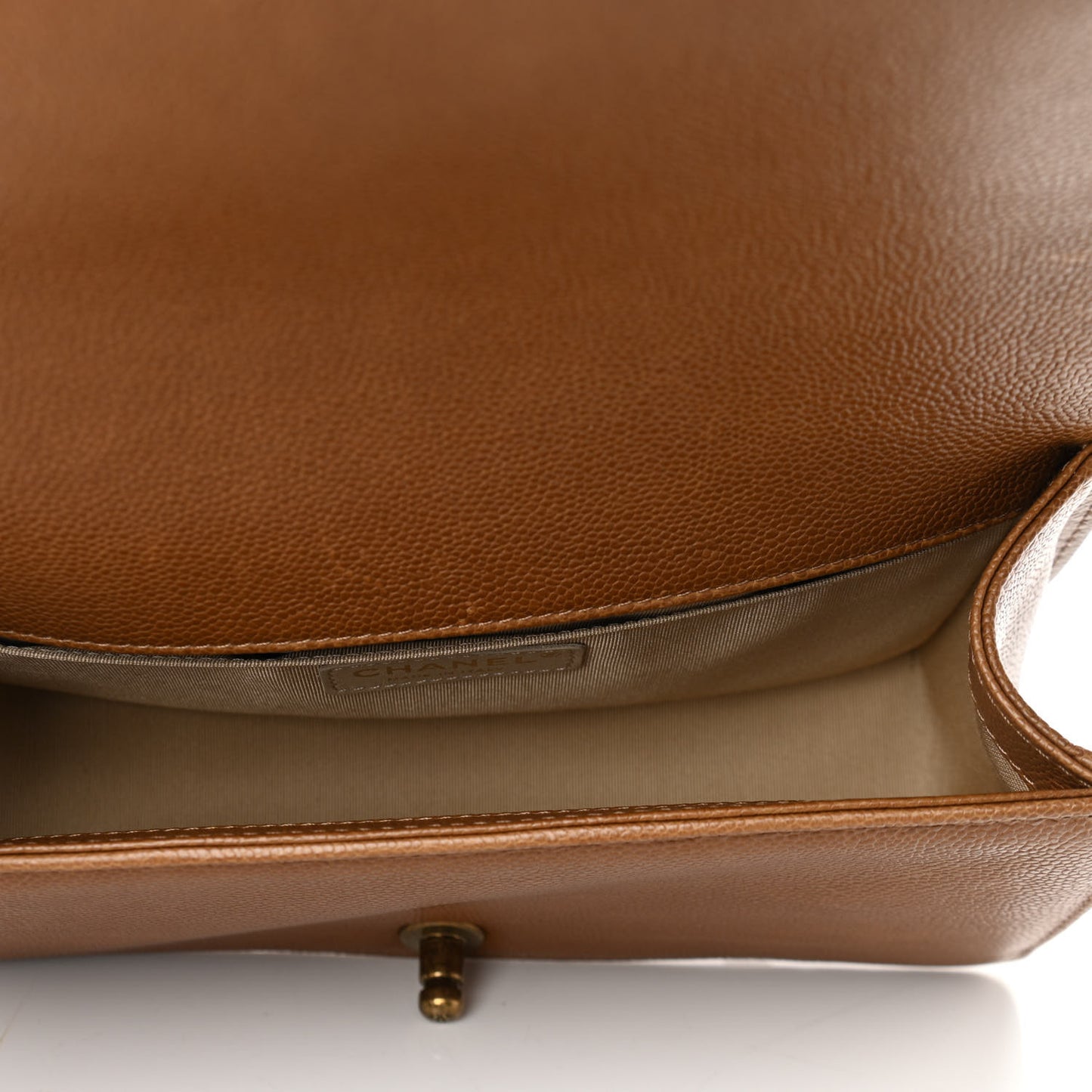 Caviar Quilted Medium Boy Flap Light Brown