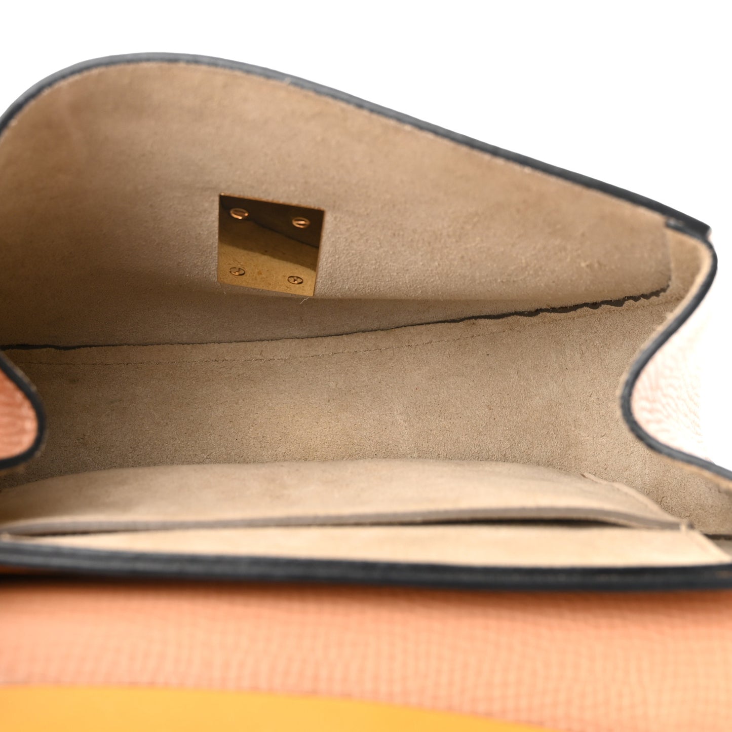 Grained Calfskin Lambskin Bi-Color Drew Shoulder Bag Wet Sand Sunflower