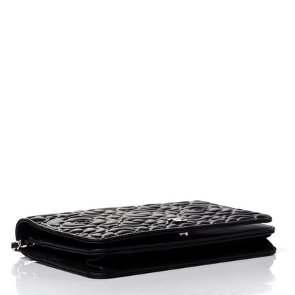 Chanel Lambskin Camellia Embossed Wallet on Chain WOC Black 4 of 4