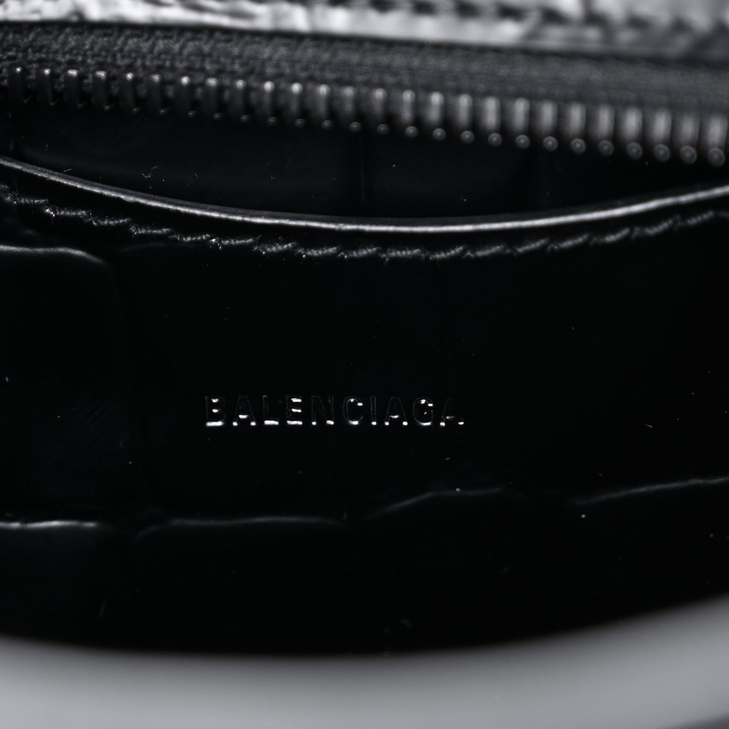 Semi Shiny Calfskin Crocodile Embossed Neo Classic Black Hardware Mini City Black