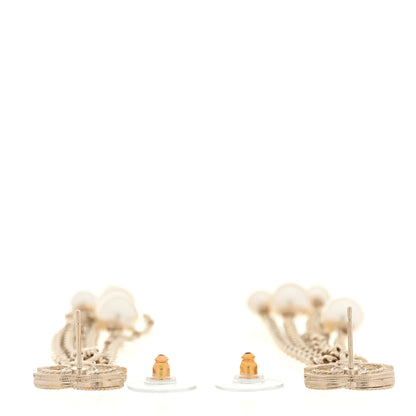 Chanel Pearl Chain CC Dangle Earrings Gold 3 of 5