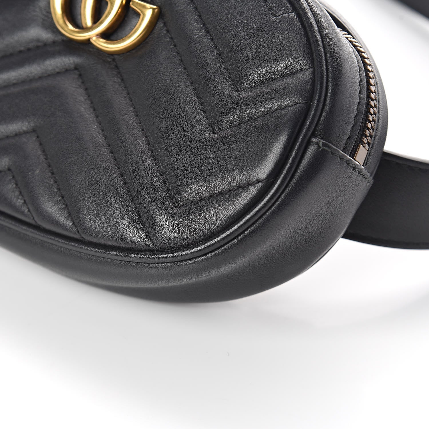 Gucci Calfskin Matelasse GG Marmont Belt Bag 85 34 Black 9 of 10