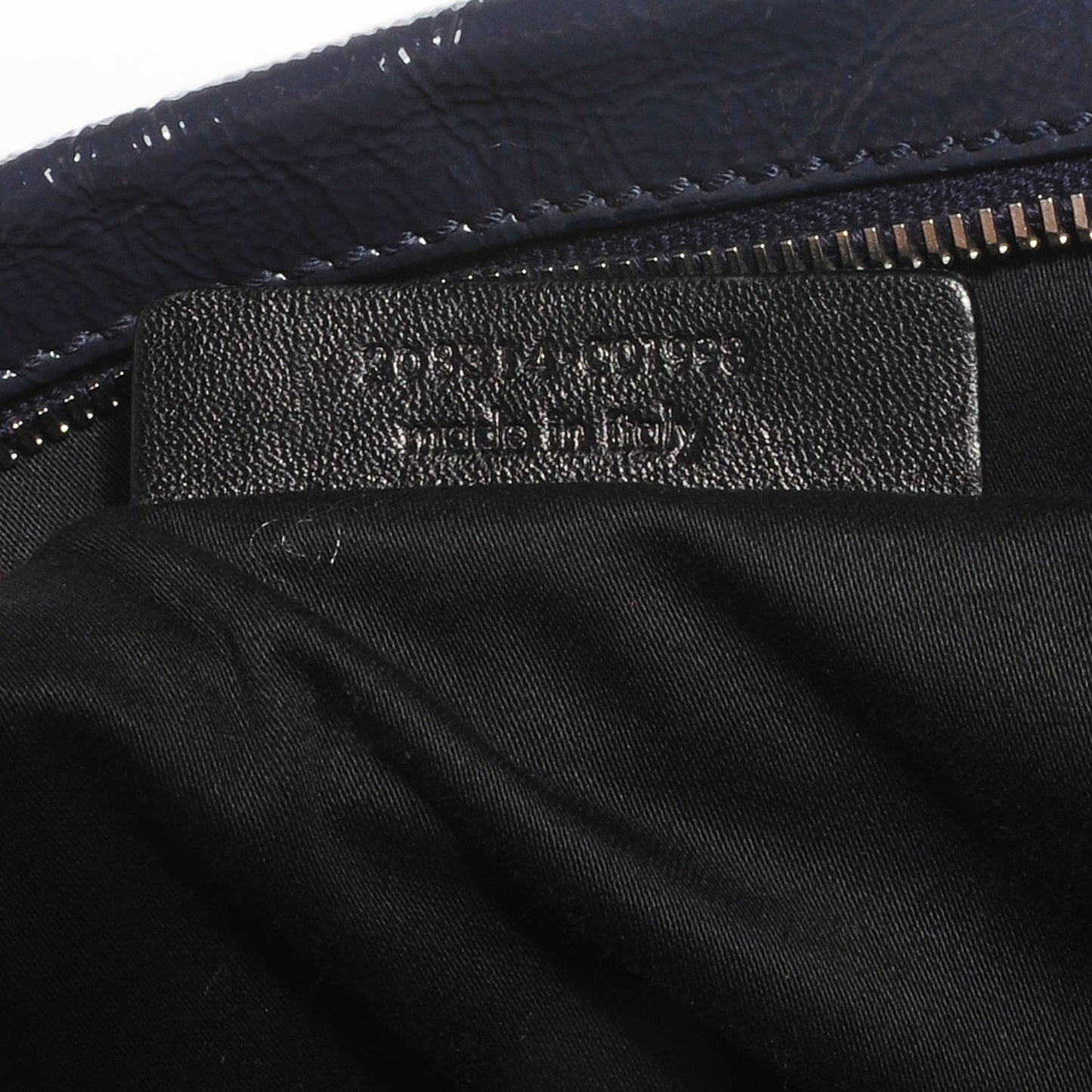 Textured Patent Medium Easy Sac Navy Blue