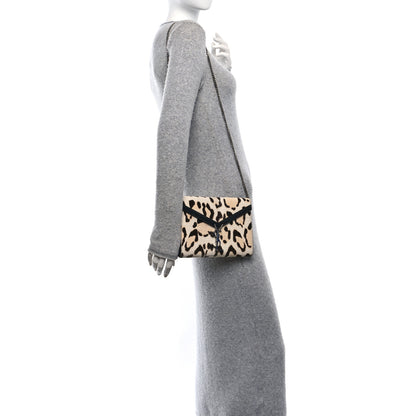 Saint Laurent Calf Hair Leopard Print Monogram Cassandra Chain Wallet White Multicolor 2 of 11