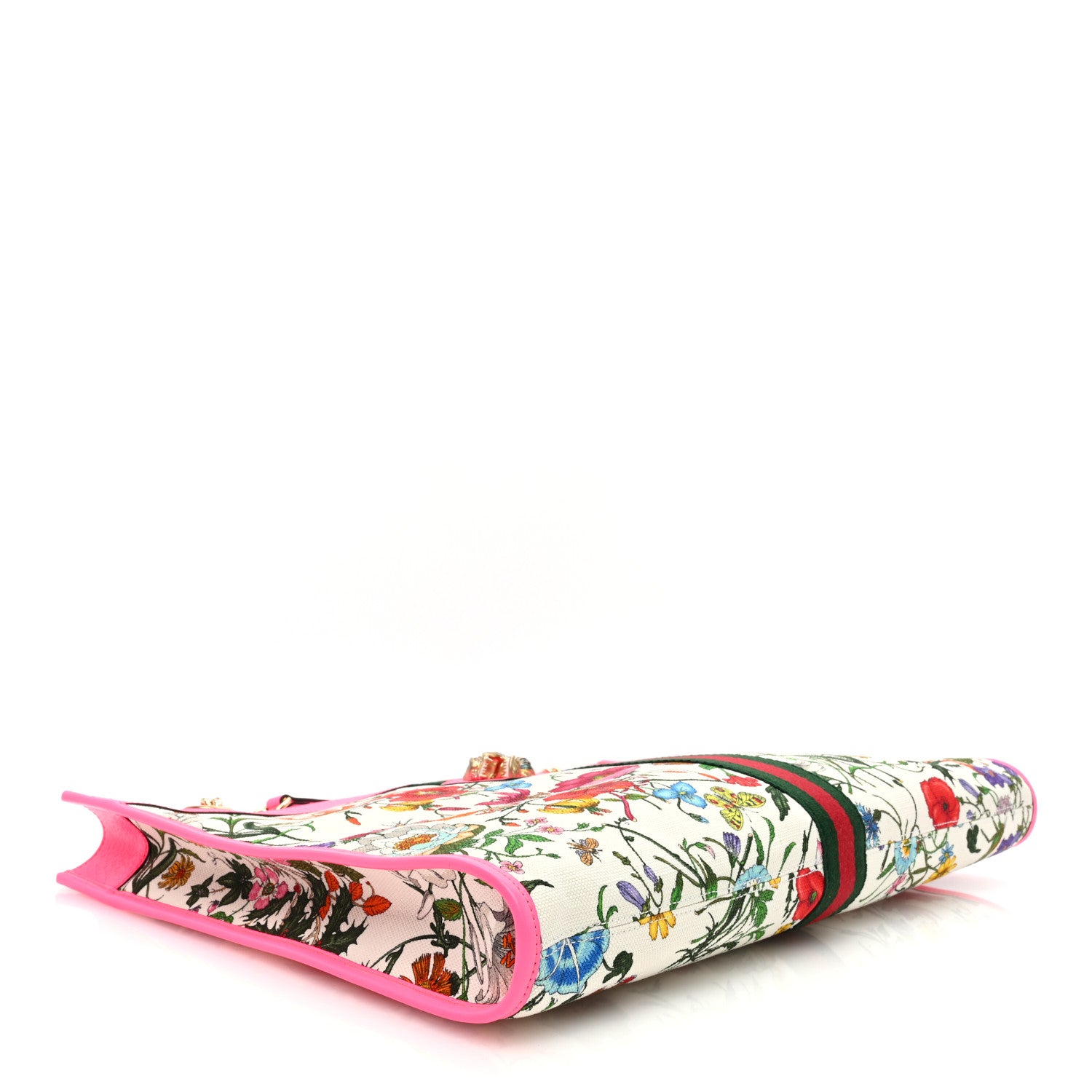 Gucci Canvas Flora Large Rajah Chain Tote White Multicolor Fuxia Fluo 5 of 12