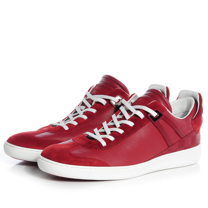 Louis Vuitton Calfskin Suede Embossed Damier Genesis Sneakers 10 Carmine 3 of 8