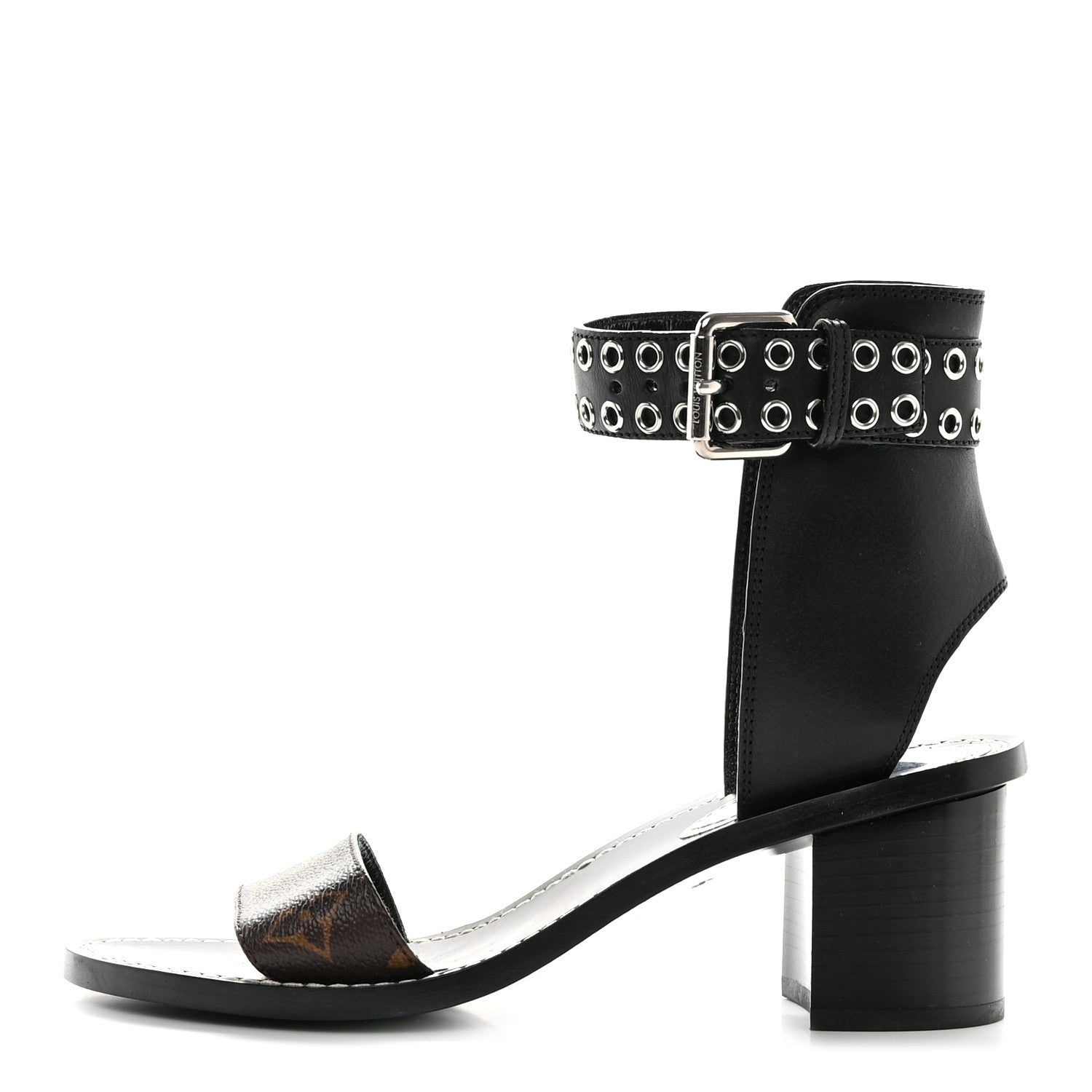 Louis Vuitton Calfskin Monogram Passenger Sandals 37.5 Black 1 of 10