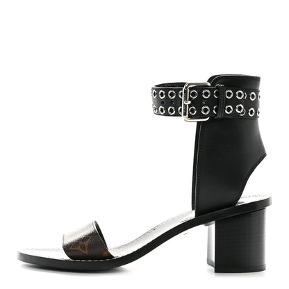 Louis Vuitton Calfskin Monogram Passenger Sandals 37.5 Black 1 of 10