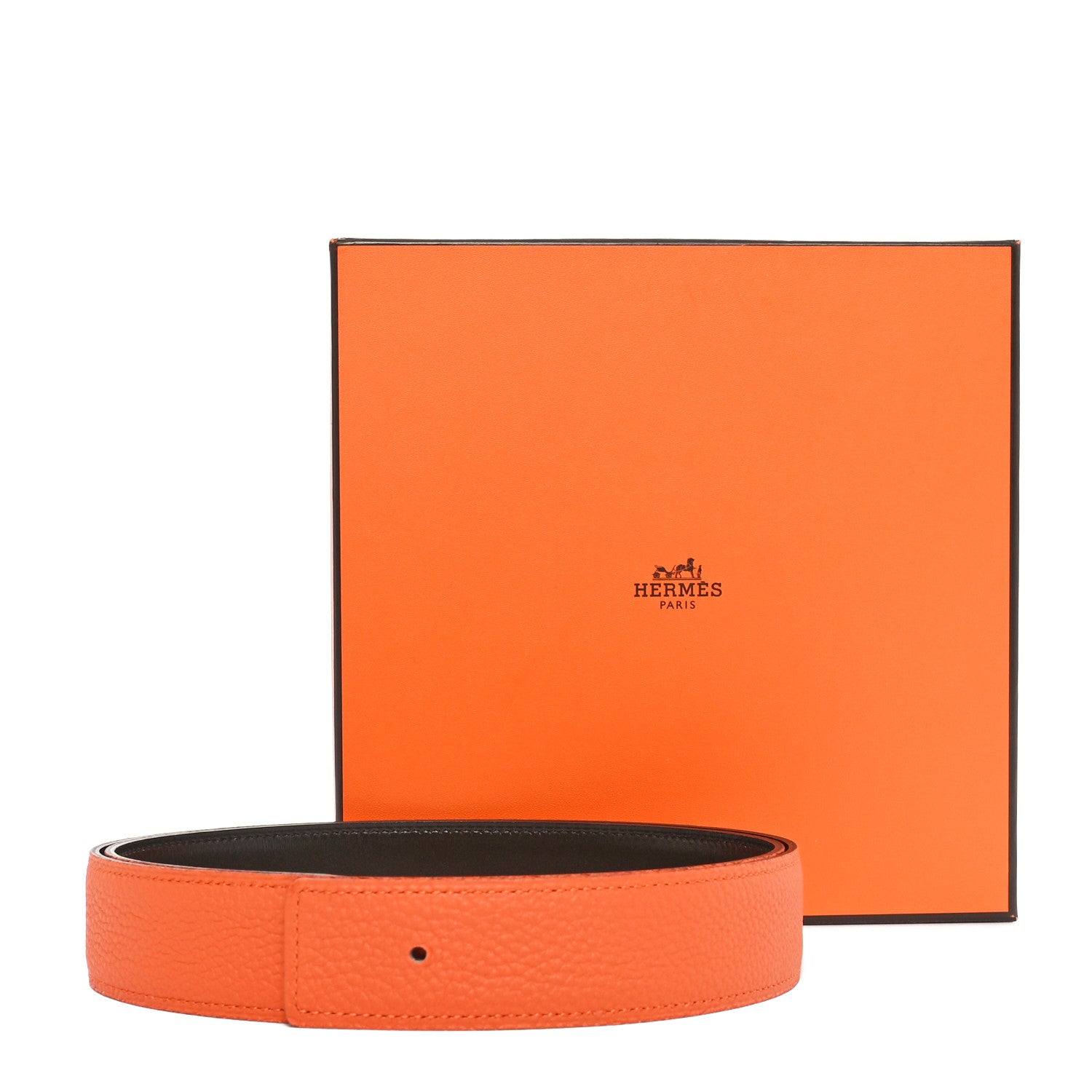 Hermes Box Togo 32mm Belt Strap 95  Ebene Orange 6 of 6