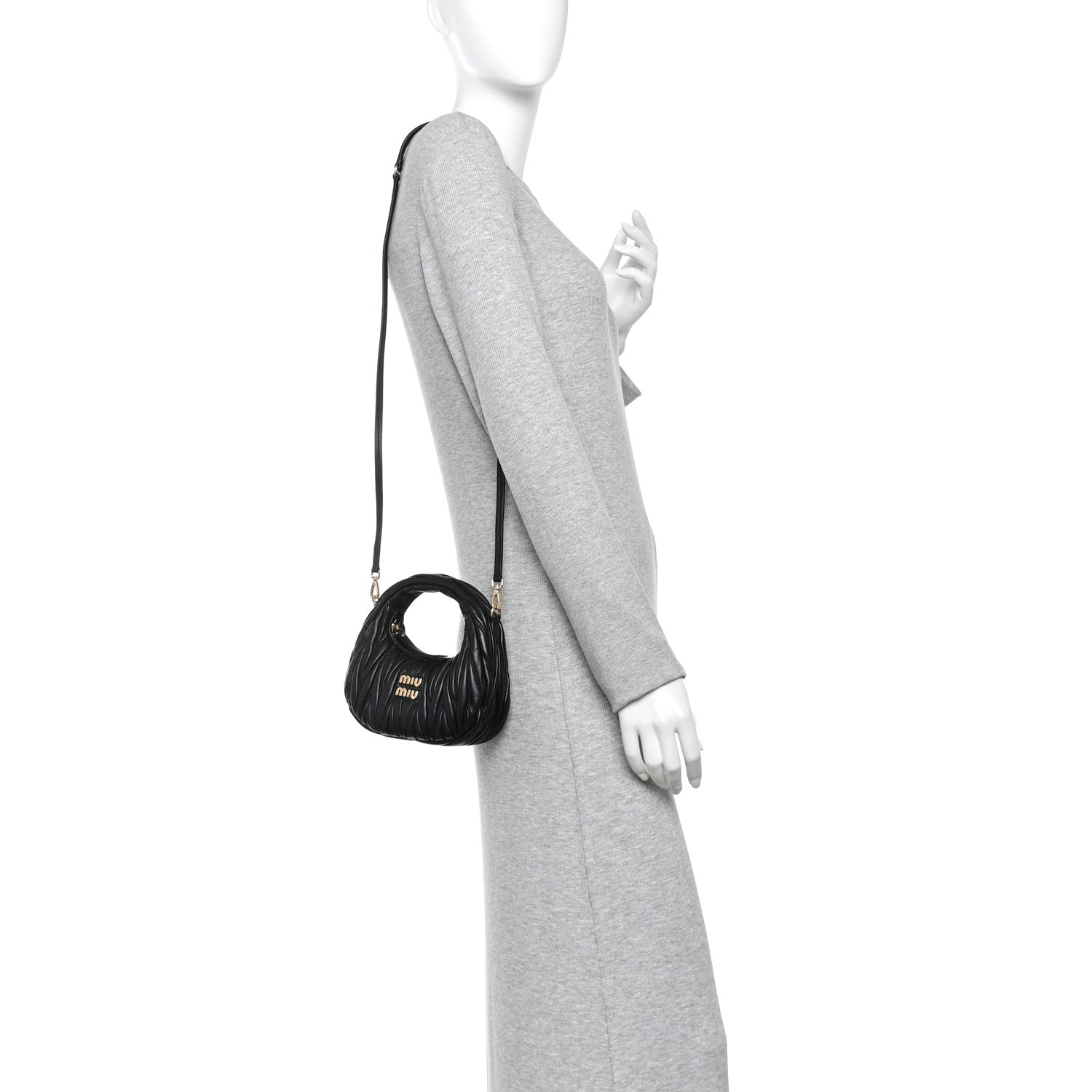 Miu Miu Nappa Matelasse Mini Wander Hobo Black 2 of 9