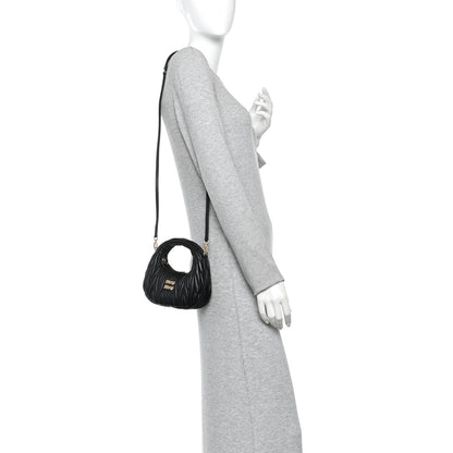 Miu Miu Nappa Matelasse Mini Wander Hobo Black 2 of 9