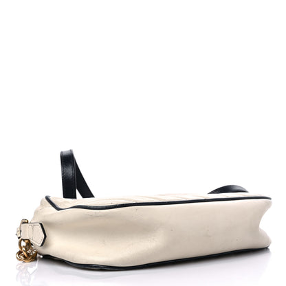 Gucci Vintage Effect Calfskin Matelasse Diagonal Small Torchon GG Marmont Chain Shoulder Bag Mystic White Blue Agata 4 of 18