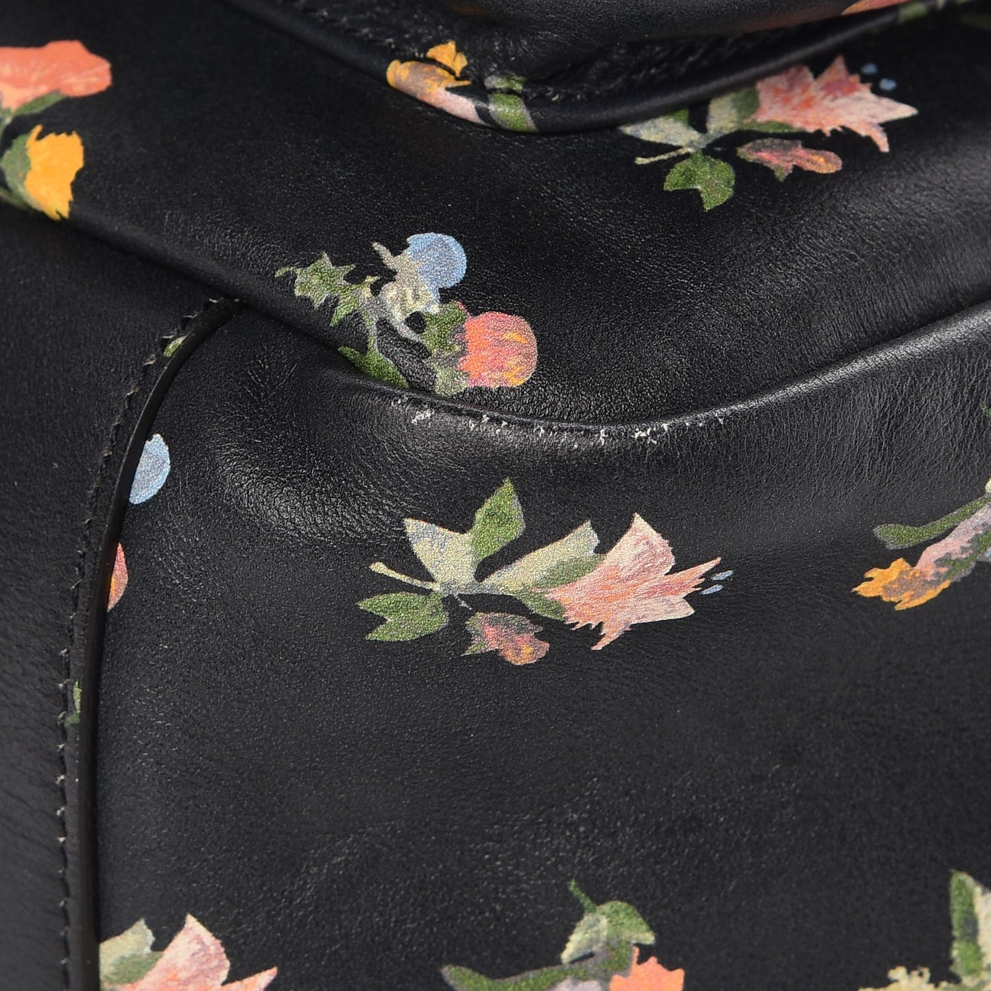 Calfskin Prairie Flower Printed Festival Backpack Black Multicolor