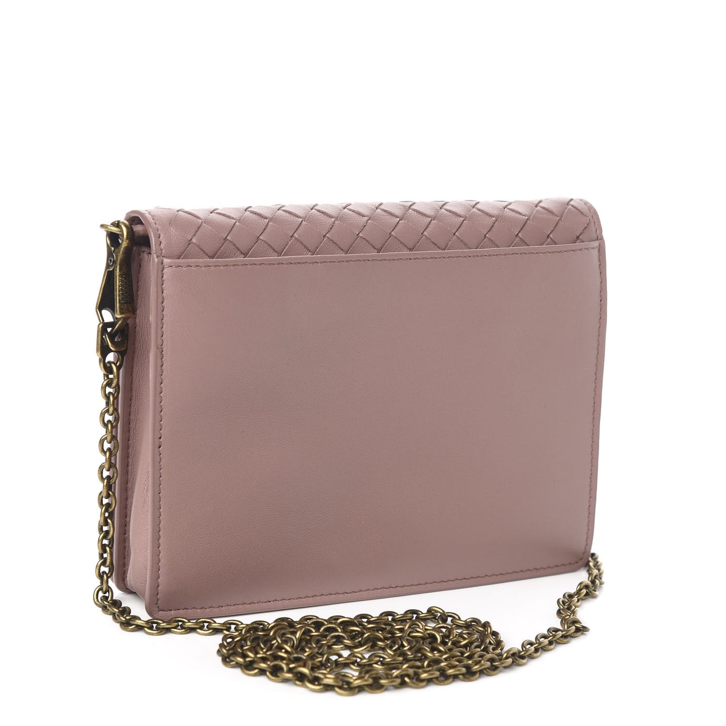 Nappa Intrecciato Chain Wallet Deco Rose