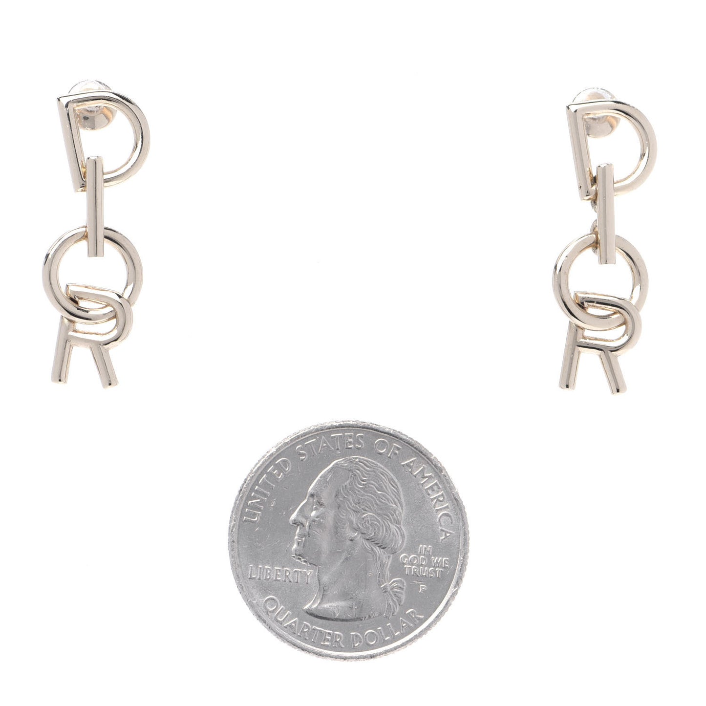 Metal Lettre A'Dior Logo Earrings Gold