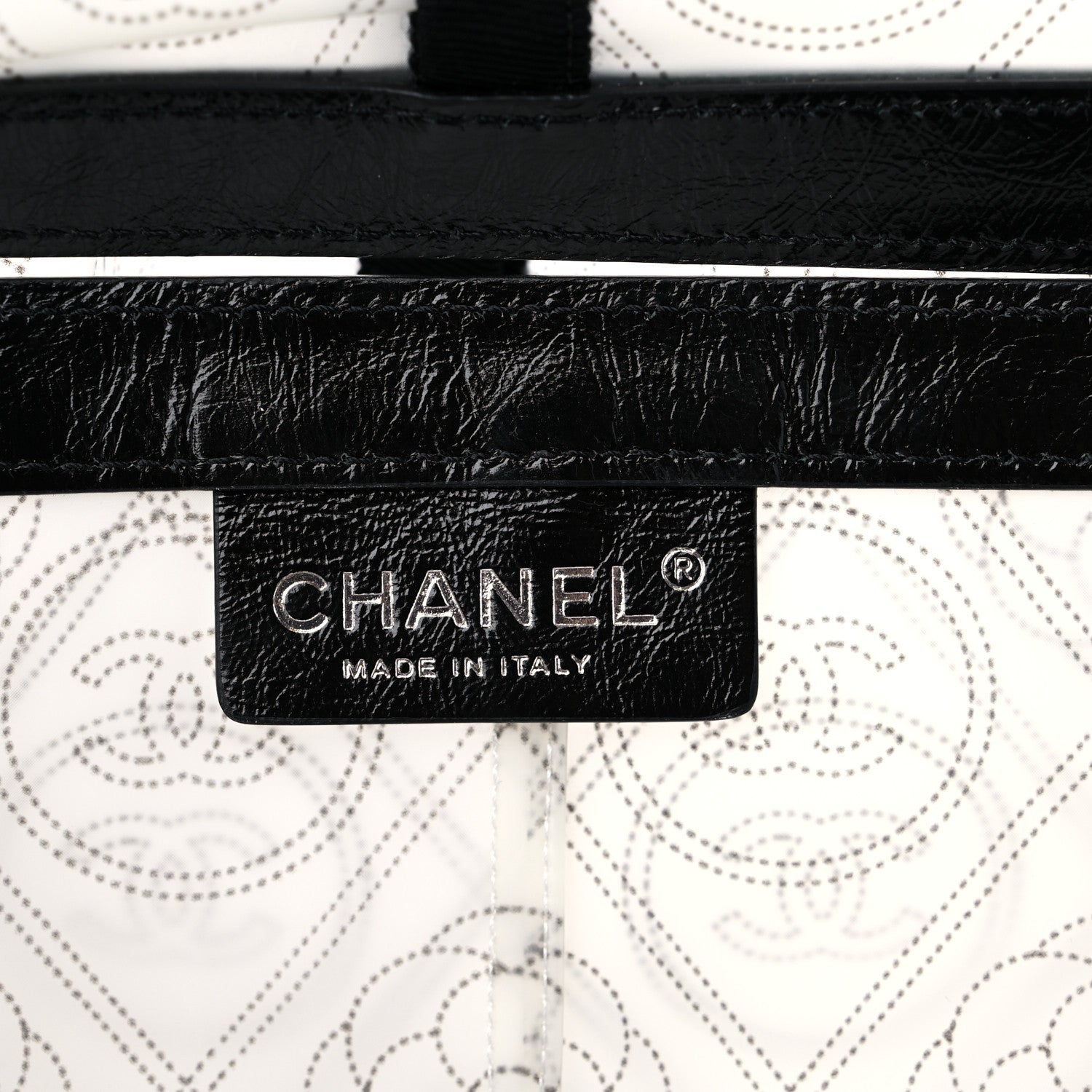 Chanel PVC Calfskin Coco Bag Raincoat White Black 3 of 4