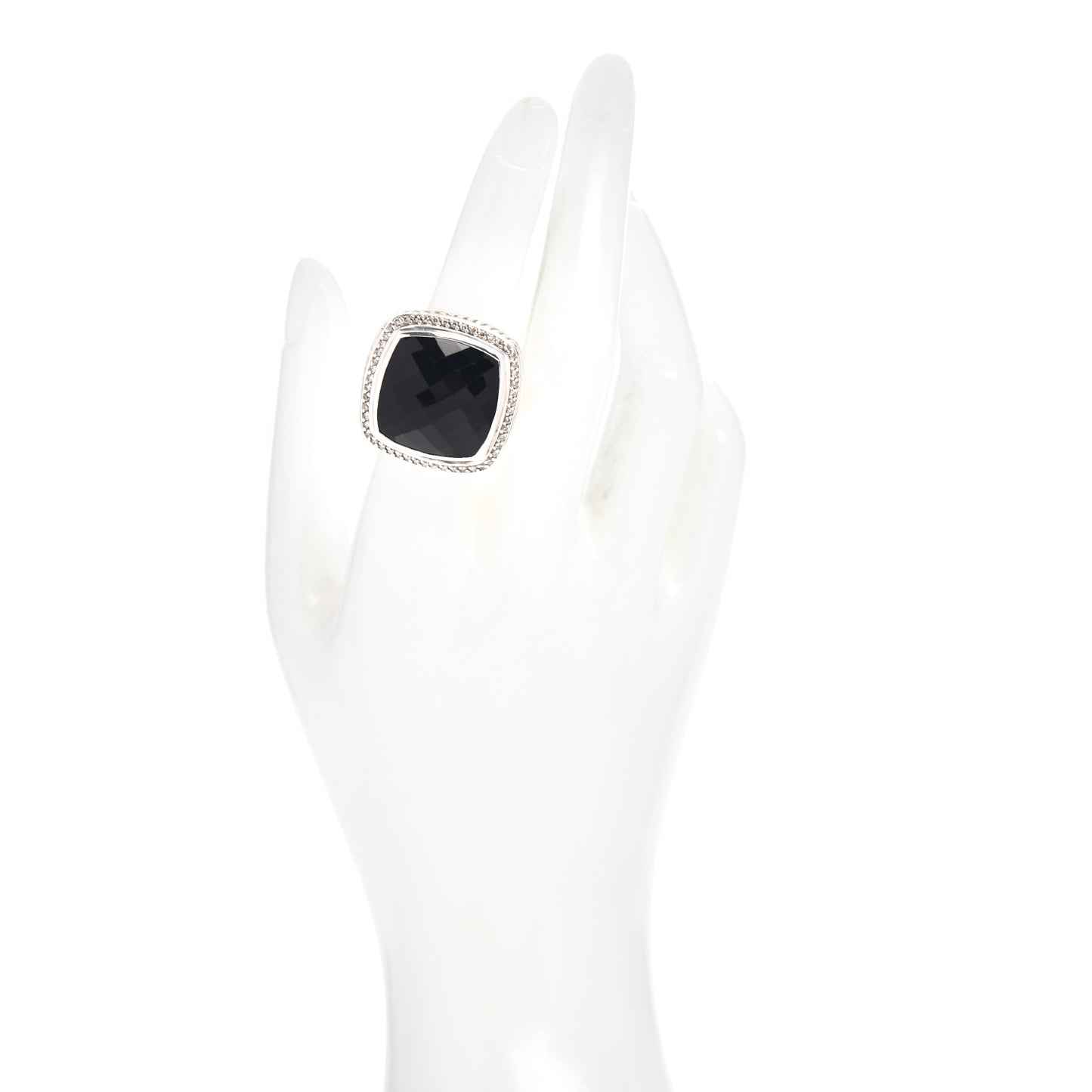 Sterling Silver Diamond Black Onyx 20mm Albion Statement Ring 54 7
