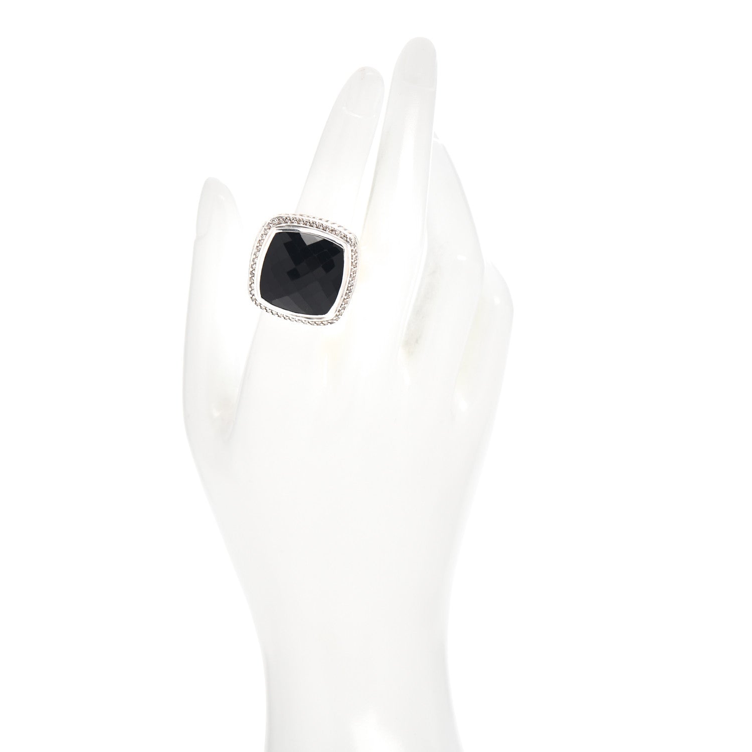 David Yurman Sterling Silver Diamond Black Onyx 20mm Albion Statement Ring 54 7 2 of 5