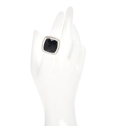 David Yurman Sterling Silver Diamond Black Onyx 20mm Albion Statement Ring 54 7 2 of 5